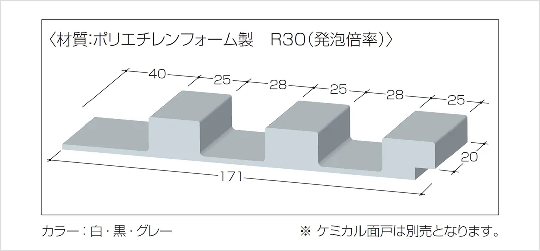 ケミカル面戸＜材質：ポリエチレンフォーム製 R30（発泡倍率）