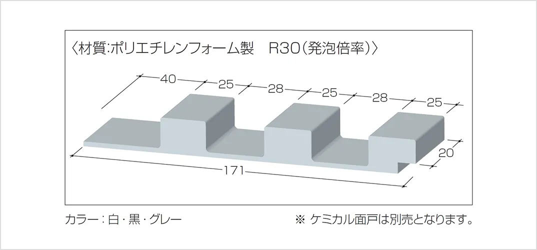 ケミカル面戸＜材質：ポリエチレンフォーム製 R30（発泡倍率）