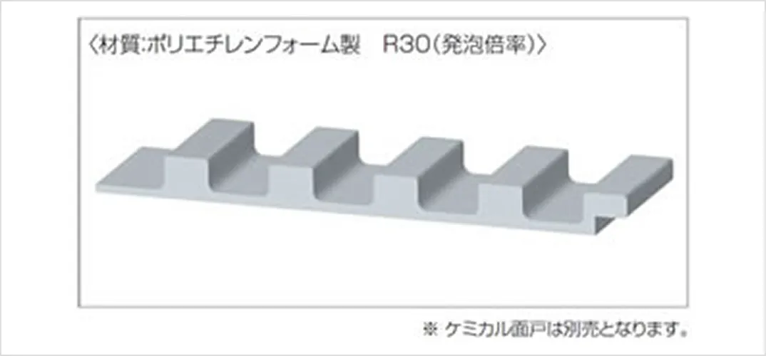 ケミカル面戸〈材質：ポリエチレンフォーム製 R30（発泡倍率）〉色：白・黒・グレー